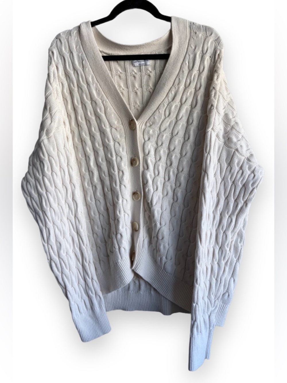 OLD NAVY Cable Knit Slouchy Oversized Button Cardigan | Cream / White - SIZE XL